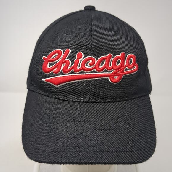 Chicago Strapback Hat Black One Size Embroidered Spell Out Adjustable - Picture 2 of 9